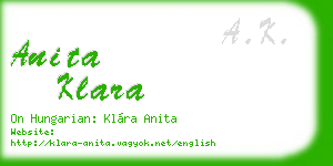 anita klara business card